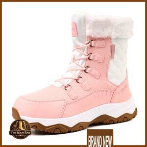 Waterproof Winter Boots Mid-Calf Fur Lined Non-Slip Hiking Shoes Durable Warm